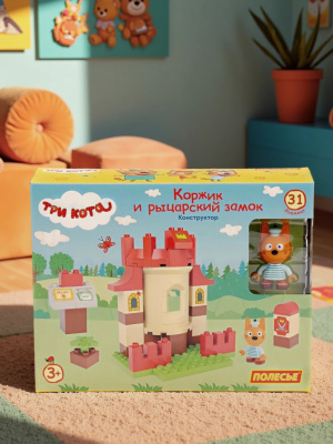 купить Конструктор Полесье "Макси" - "Три кота. Коржик и рыцарский замок", 31 эл.