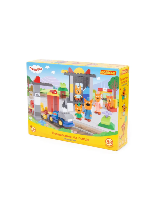 купить Конструктор Полесье "Макси" - "Три кота. Путешествие на поезде", 88 эл.