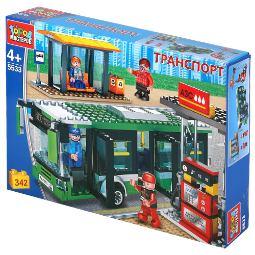 купить Город мастеров, Конструктор - автобус с остановкой, с фигурками, 342дет. , 5533-KK