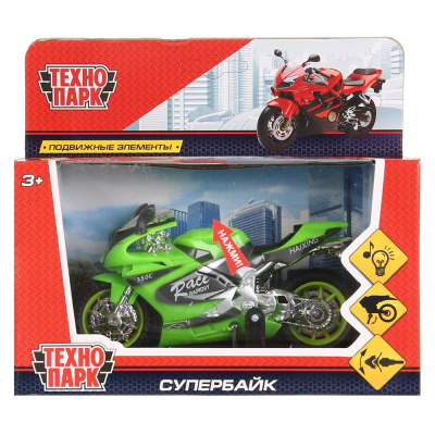 купить Технопарк, Модель пластиковая СУПЕРБАЙК (13,5 см, свет-звук, жёлтый), ZY025296-R-Y