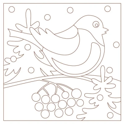 купить Фреска из цветного песка "Снегирь"