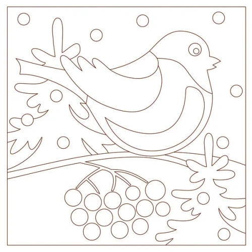 купить Фреска из цветного песка "Снегирь"