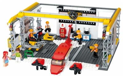 купить Конструктор ремонтный ангар с самолётом, Sluban, серия Авиация, M38-B0372