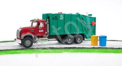 купить Bruder Мусоровоз MACK (зелёный фургон, красная кабина)