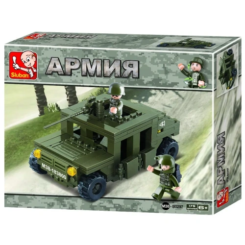 купить Военный боронеавтомобиль Hummer/Хаммер с пулеметом (14,5 см, 175 дет) Конструктор Sluban M38-B0297
