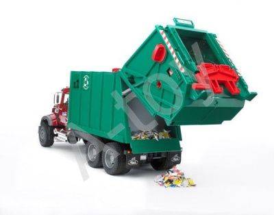 купить Bruder Мусоровоз MACK (зелёный фургон, красная кабина)