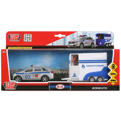 купить Технопарк, Машина металлическая Kia Sorento Prime 12см, + фургон с лошадью, SB-18-06WB