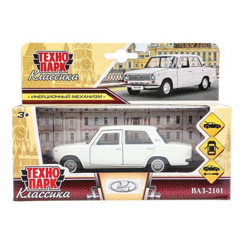 купить Машинка металлическая инерционная Технопарк ваз-2101, 12 см, белая