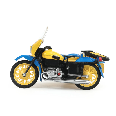 купить Модель металлическая Технопарк - Мотоцикл с коляской Милиция (13см, свет-звук ) желтый