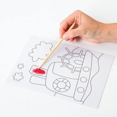 купить Набор для творчества "Картина из цветного песка", "Транспорт", 2 самоклеящиеся основы 20х15 см, 6623