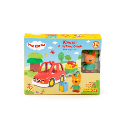 купить Конструктор Полесье "Макси" - "Три кота. Компот и автомобиль", 12 эл.