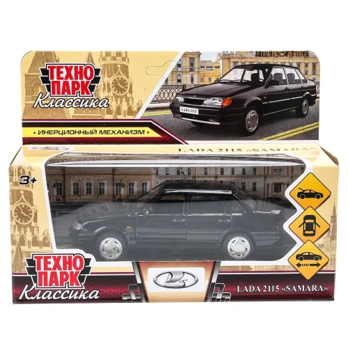 купить Машинка металлическая инерционная Технопарк Ваз-2115 Самара, 12 см, черная
