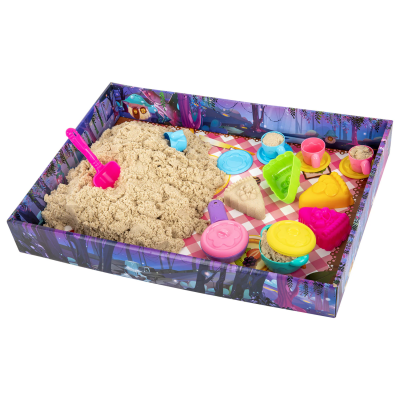 купить Набор кинетического песка,"ВЕСЕЛОЕ ЧАЕПИТИЕ", песочница, игрушки, формочки, 3кг, BRAUBERG KIDS