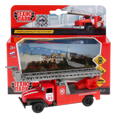 купить Машинка коллекционная металлическая ТехноПарк Урал пожарная, 12 см, инерционная, в коробке