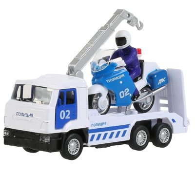 купить Набор полицейских машин Технопарк - Камаз-эвакуатор и Мотоцикл, инерционный