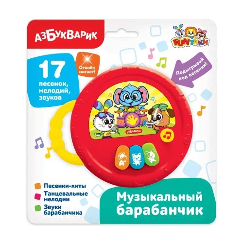 купить Азбукварик Музыкальный барабанчик Красный