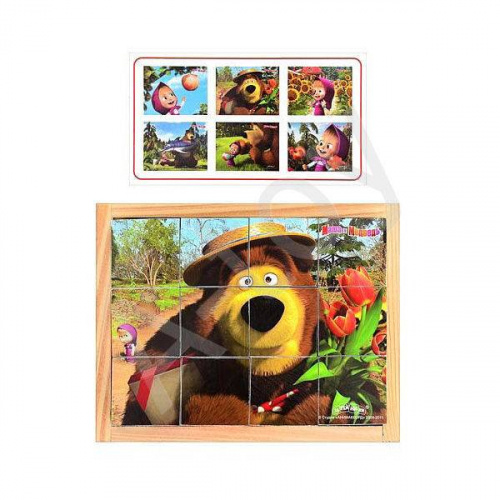 купить Кубики Маша и Медведь, 12 штук (дерево)