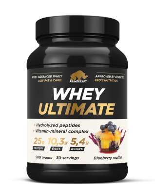 купить Протеин Prime Kraft Whey Ultimate со вкусом «Черничный маффин», банка 900г