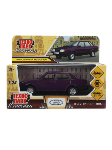купить Машинка металлическая инерционная Технопарк LADA-21099 "СПУТНИК" 12 см, фиолетовая