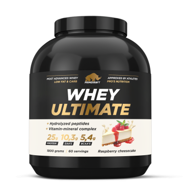 купить Протеин Prime Kraft Whey Ultimate со вкусом «Малиновый чизкейк», банка 1800г