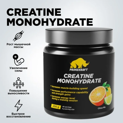 купить Креатин Моногидрат PRIMEKRAFT Creatine Monohydrate, Цитрусовый микс, банка 200 гр.